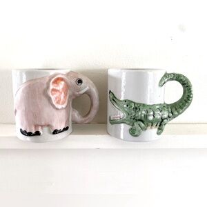 Vintage children’s animal mugs.